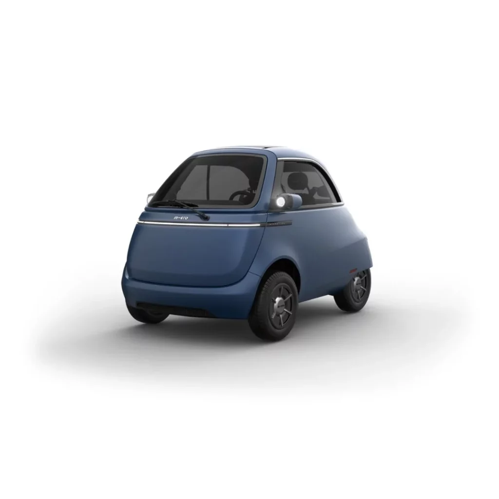 Blauwe elektrische Microlino